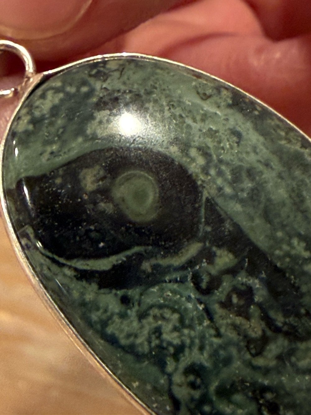 Kambaba Jasper Pendant Silver Plated “Dinosaur” Pattern Galaxy Jasper Statement - Picture 5 of 5